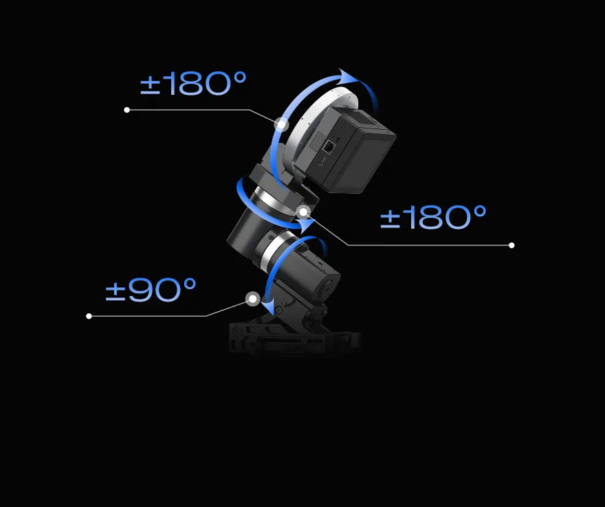 ArcBlue C42 tracking system showing tri-axis movement ranges