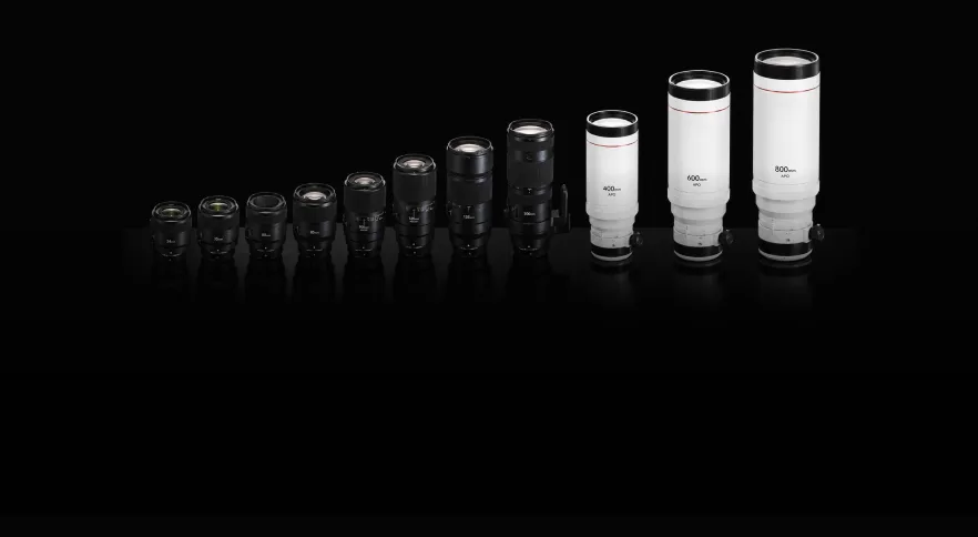 Range of compatible camera lenses and telescopes