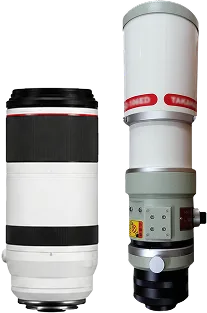 Telephoto lenses and compact telescope for deep-sky imaging
