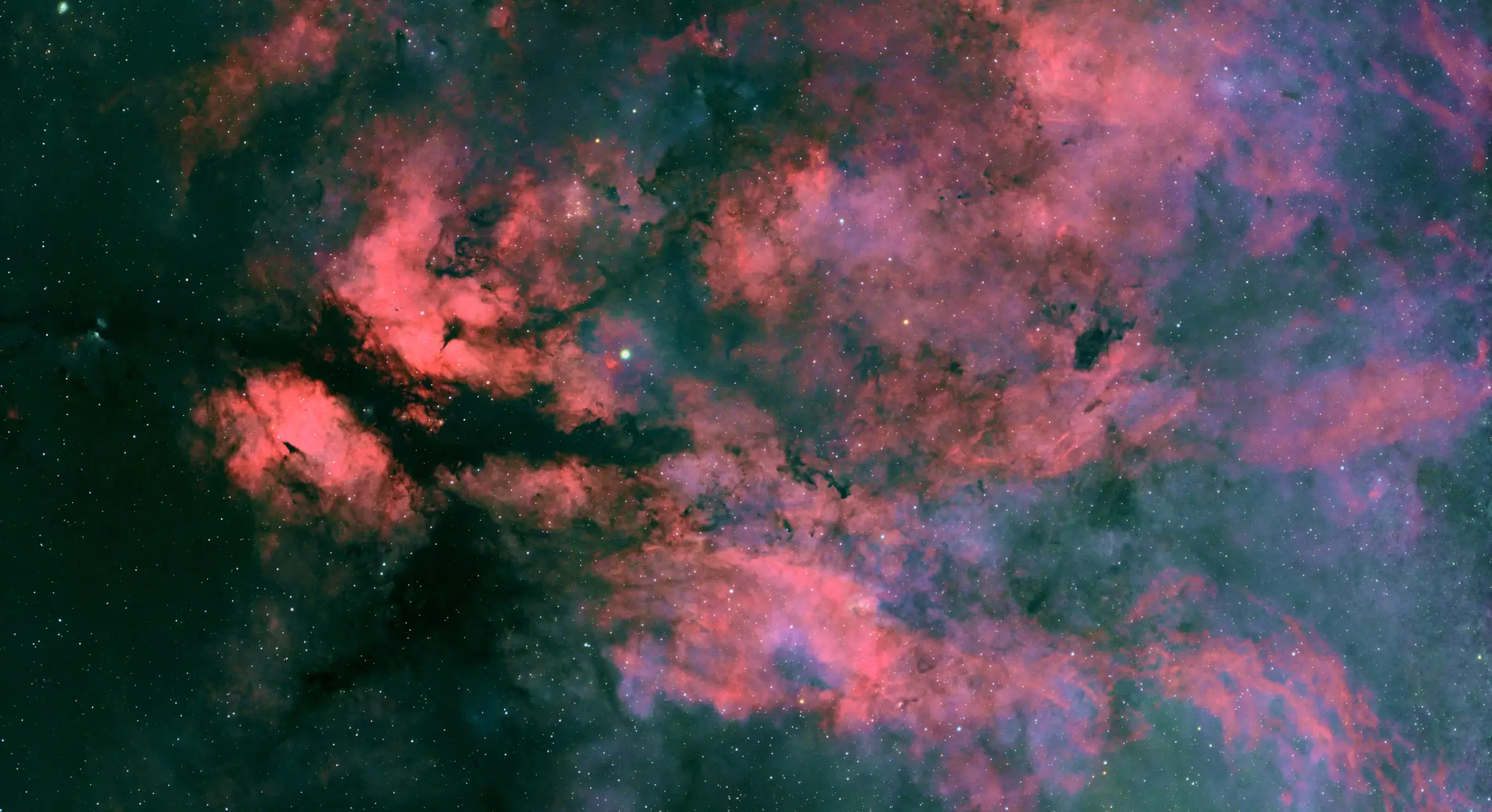 Detailed red nebula captured by a deep-sky imaging system