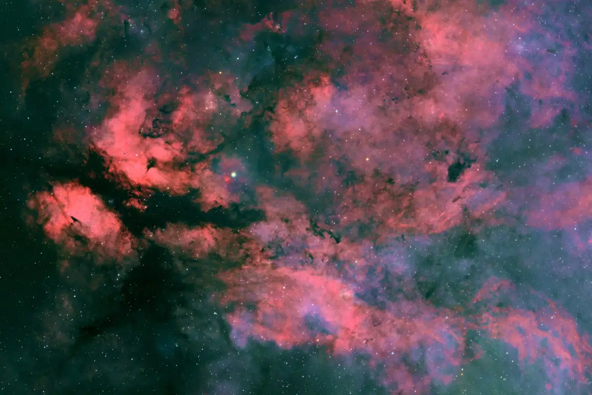Detailed red nebula captured by a deep-sky imaging system