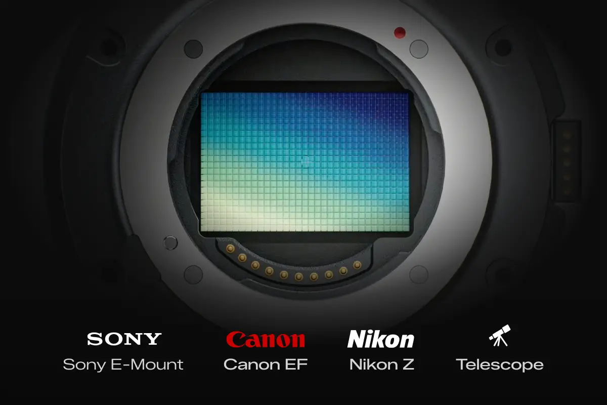 Full-frame sensor with camera and telescope mount compatibility