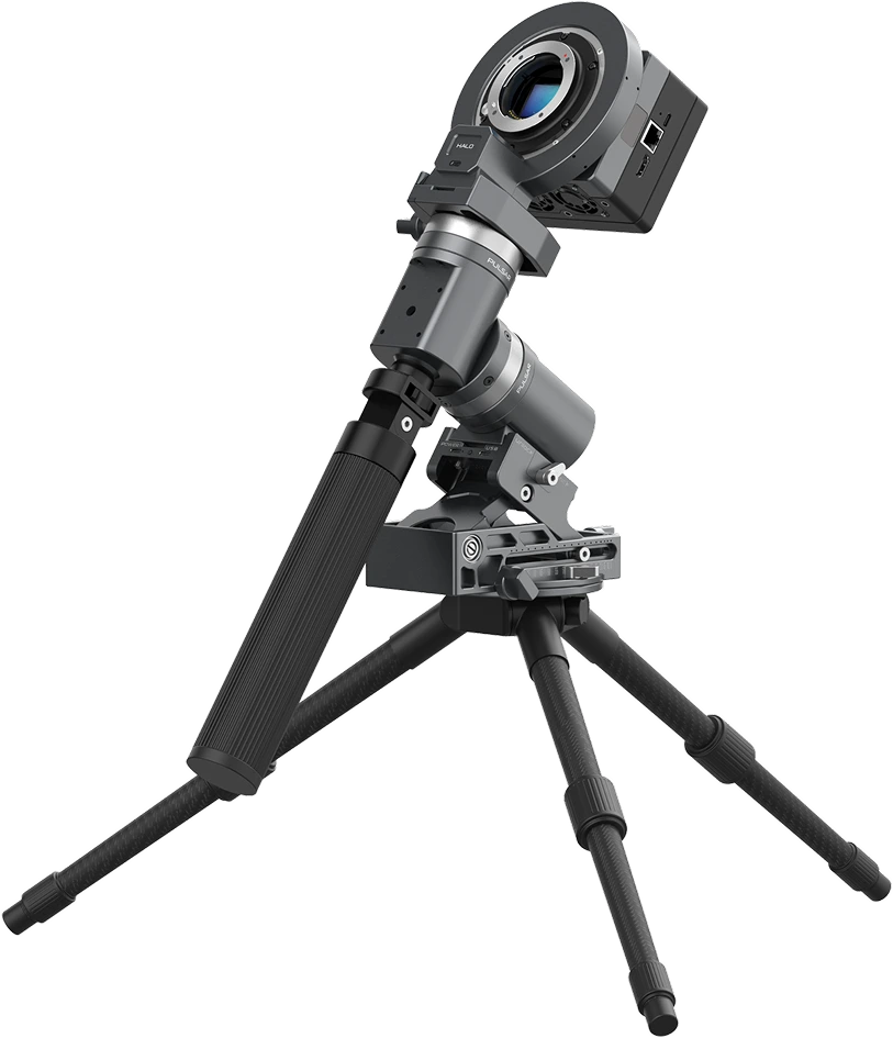 ArcBlue open optical system with camera angle adjuster and counterweight battery