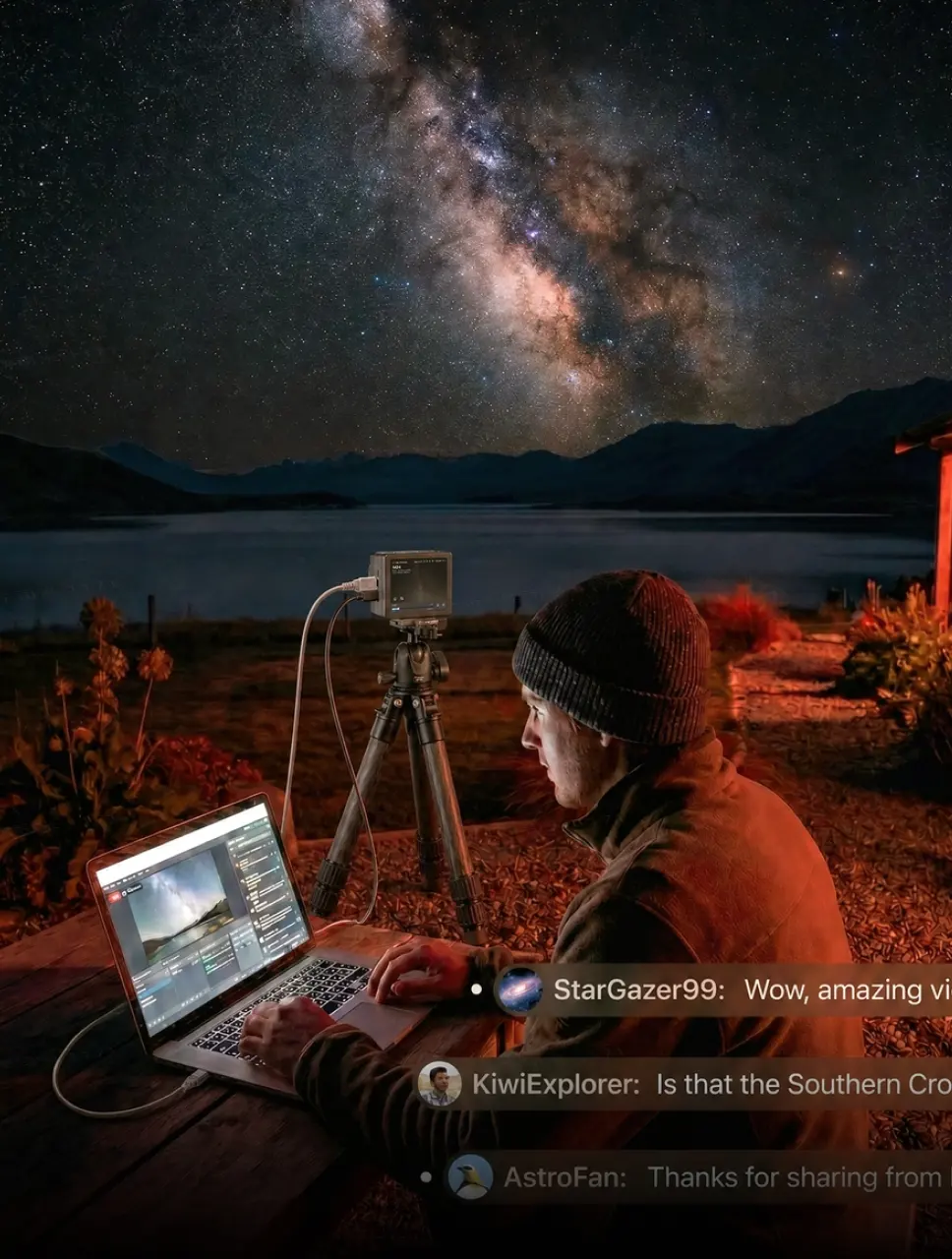 Astronomy livestreaming setup for sharing the night sky